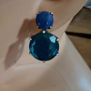 Ippolita Sterling 2 Blue Quartz, Lapis Stud Post Earrings TIMELESS